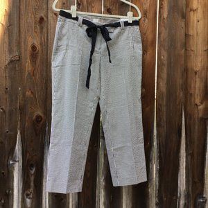 NWT LOFT Marisa Modern Striped Seersucker Cropped Pants w Ribbon Belt 4